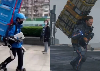 อุปกรณ์ช่วยผ่อนแรง คล้ายชุดในเกม Death Stranding นำมาบริการส่งอาหารจริงในจีนแล้ว