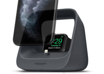 Spigen 2 in 1 Charging Stand แท่นวางสำหรับ iPhone, Apple Watch และ AirPods ชาร์จอุปกรณ์ได้ 2 อย่างพร้อมกัน ราคาราว 690 บาท