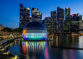 ดาวน์โหลดฟรี!! Wallpaper ธีม Apple Marina Bay Sands ร้าน Apple Store ลอยน้ำสาขาแรกในสิงคโปร์