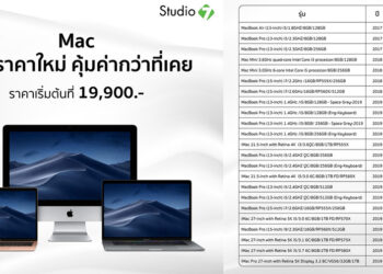 MacBook Air,MacBook Pro,iMac และ iMac Pro ปรับราคาใหม่ ถูกกว่าที่เคยเริ่มต้น 19,900 บาท มีผลตั้งแต่วันนี้เป็นต้นไป ที่ Studio 7