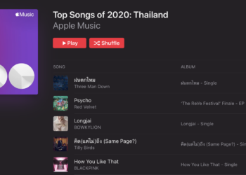 Apple Music ประกาศ 100 อันดับเพลงแรกที่ถูกสตรีมมิงมากที่สุดในประเทศไทยอันดับหนึ่ง “ฝนตกไหม” จาก Three Man Down