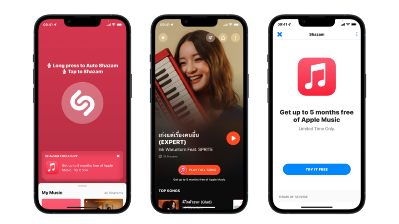 ฉลองรับสิ้นปี! Apple ใจดีแจกสิทธิ์ผู้ใช้ Shazam ฟังเพลงบน Apple Music ฟรีสูงสุด 5 เดือน