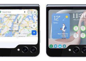 Samsung Galaxy Z Flip5 สามารถใช้งานแอป  Google Maps, Messages, YouTube ได้จากจอแสดงผลด้านนอก
