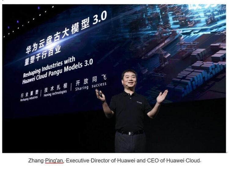 Mr. Zhang said: "Huawei Cloud Pangu models will empower everyone from every industry with an intelligent assistant, making them more productive and efficient." (PRNewsfoto/Huawei)