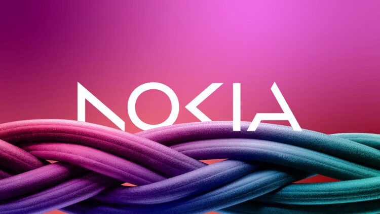 A mockup of the new Nokia logo, is seen at an unknown location, in this undated handout picture received on February 25, 2023. NOKIA/Handout via REUTERS