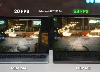MacBook Pro ชิป M5 สามารถทำเฟรมเรตได้สูงกว่า MacBook Air ชิป M4 ถึง 190% ในเกม Cyberpunk 2077
